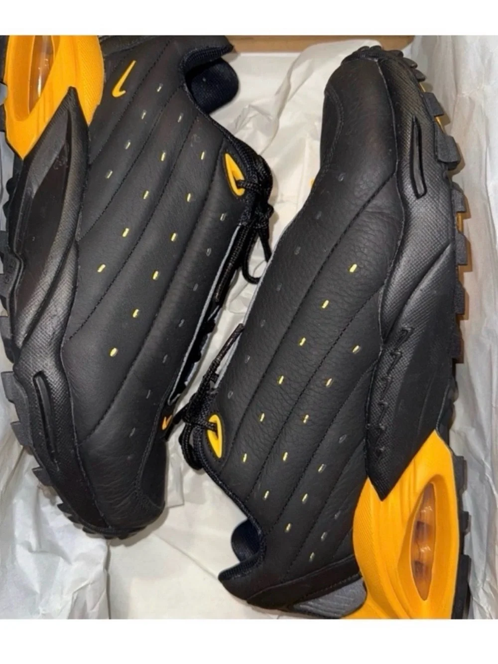 Nike Black and Yellow Men's Nocta Hot Step Air Terra Sneakers
